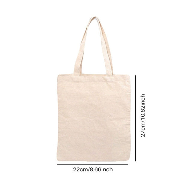 White Canvas Shopping Bags Eco Reusable Foldable Shoulder Bag Large Handbag Fabric Cotton Tote Bag for Women Shopping Bags