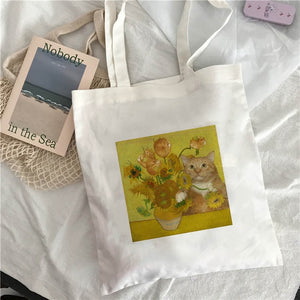 Van Gogh shopping Bag Art Oil Painting Graphic Canvas Shoulder Bag Cute Female Harajuku Ulzzang Grunge Tote Shopper Bag