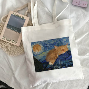 Van Gogh shopping Bag Art Oil Painting Graphic Canvas Shoulder Bag Cute Female Harajuku Ulzzang Grunge Tote Shopper Bag