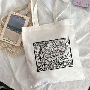 Van Gogh shopping Bag Art Oil Painting Graphic Canvas Shoulder Bag Cute Female Harajuku Ulzzang Grunge Tote Shopper Bag