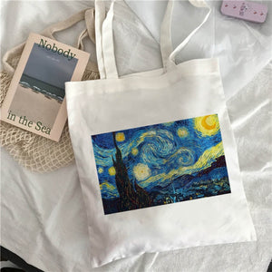 Van Gogh shopping Bag Art Oil Painting Graphic Canvas Shoulder Bag Cute Female Harajuku Ulzzang Grunge Tote Shopper Bag