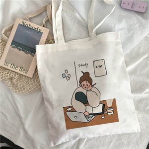 Van Gogh shopping Bag Art Oil Painting Graphic Canvas Shoulder Bag Cute Female Harajuku Ulzzang Grunge Tote Shopper Bag