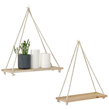 Load image into Gallery viewer, Wooden Rope Swing Wall Hanging Plant Flower Pot Tray Mounted Floating Wall Shelves Nordic Home Decoration Moredn Simple Design
