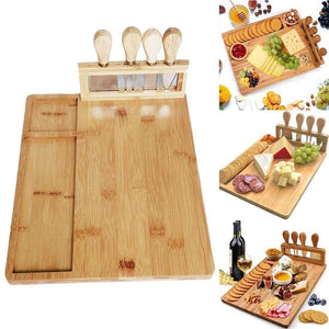 Bamboo Cheese Board Set Cooked Food Platter Meat Board Cheese Cutting Board Party Kitchen Utensils Cutting Board 1PC
