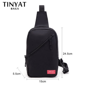 TINYAT Sling bag For 7.9 pad Black Casual Functional Men Chest Bag Pack dual earphone jack Men Shoulder Messenger Bags Pack Bag