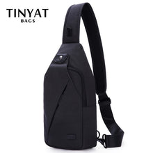 Load image into Gallery viewer, TINYAT Sling bag For 7.9 pad Black Casual Functional Men Chest Bag Pack dual earphone jack Men Shoulder Messenger Bags Pack Bag
