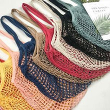Load image into Gallery viewer, Totes Mesh Bag Cotton String Produce Shopping Turtle-bags Grocery Long Handle Net Shoulder-Bag Fruit Vegetable Reusable
