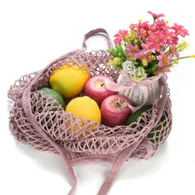 Load image into Gallery viewer, Totes Mesh Bag Cotton String Produce Shopping Turtle-bags Grocery Long Handle Net Shoulder-Bag Fruit Vegetable Reusable
