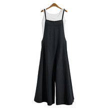 Load image into Gallery viewer, Women Strap Loose Jumpsuit Summer Casual Wide Leg Pants Solid Dungaree Bib Overalls Sleeveless Oversized Cotton Linen Jumpsuits
