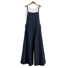 Load image into Gallery viewer, Women Strap Loose Jumpsuit Summer Casual Wide Leg Pants Solid Dungaree Bib Overalls Sleeveless Oversized Cotton Linen Jumpsuits
