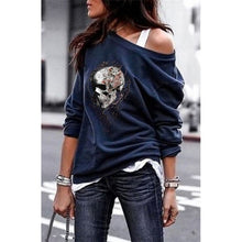 Load image into Gallery viewer, Yskkt Women&#39;s Pullover Sweatshirt Heart Printed Long Sleeve One Shoulder Tops Autumn Winter Sweat Shirts Woman Casual Top
