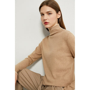 AMII Minimalism Autumn Winter Sweater For Women Causal Spliced Slim Fit Women&#39;s Turtleneck Sweaters Sweaters For Female 12040580